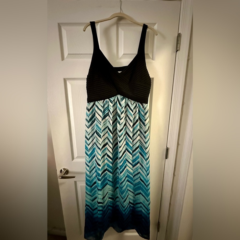 Black and Blue Chevron Dress XL